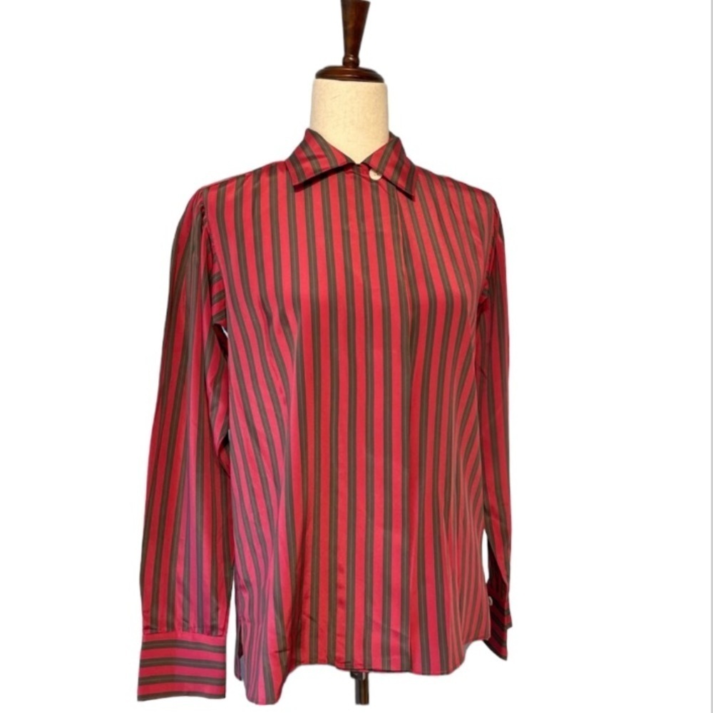 Vintage Evan-Picone Striped Long Sleeve Blouse